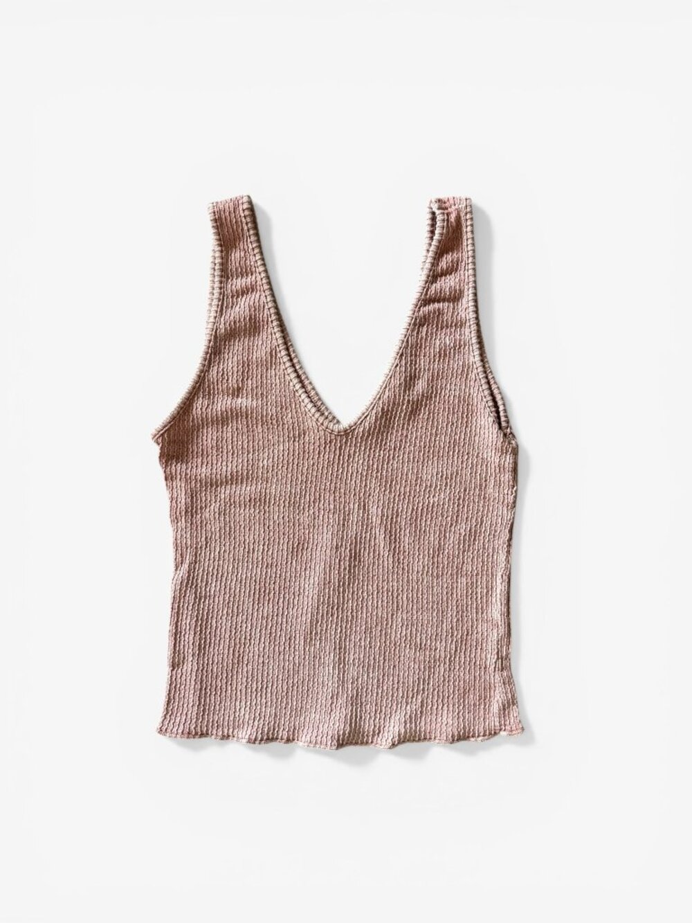 Caution to the Wind Cropped V-Neck Tank Top Pastel Peach Womens Small Boho Chic